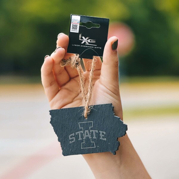 Black State of Iowa Shape I-State Ornament (2.25"x3.5")